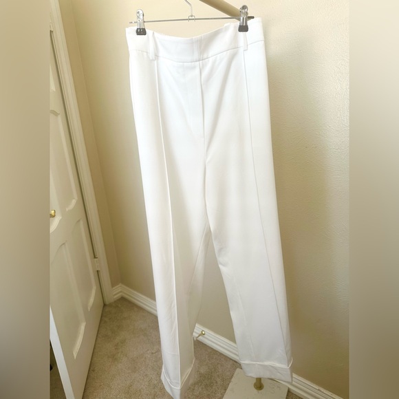 Michael Kors White Avery Pleated Pull On Trouser with Lining, Cuff Hem, Size 16 - Picture 1 of 8